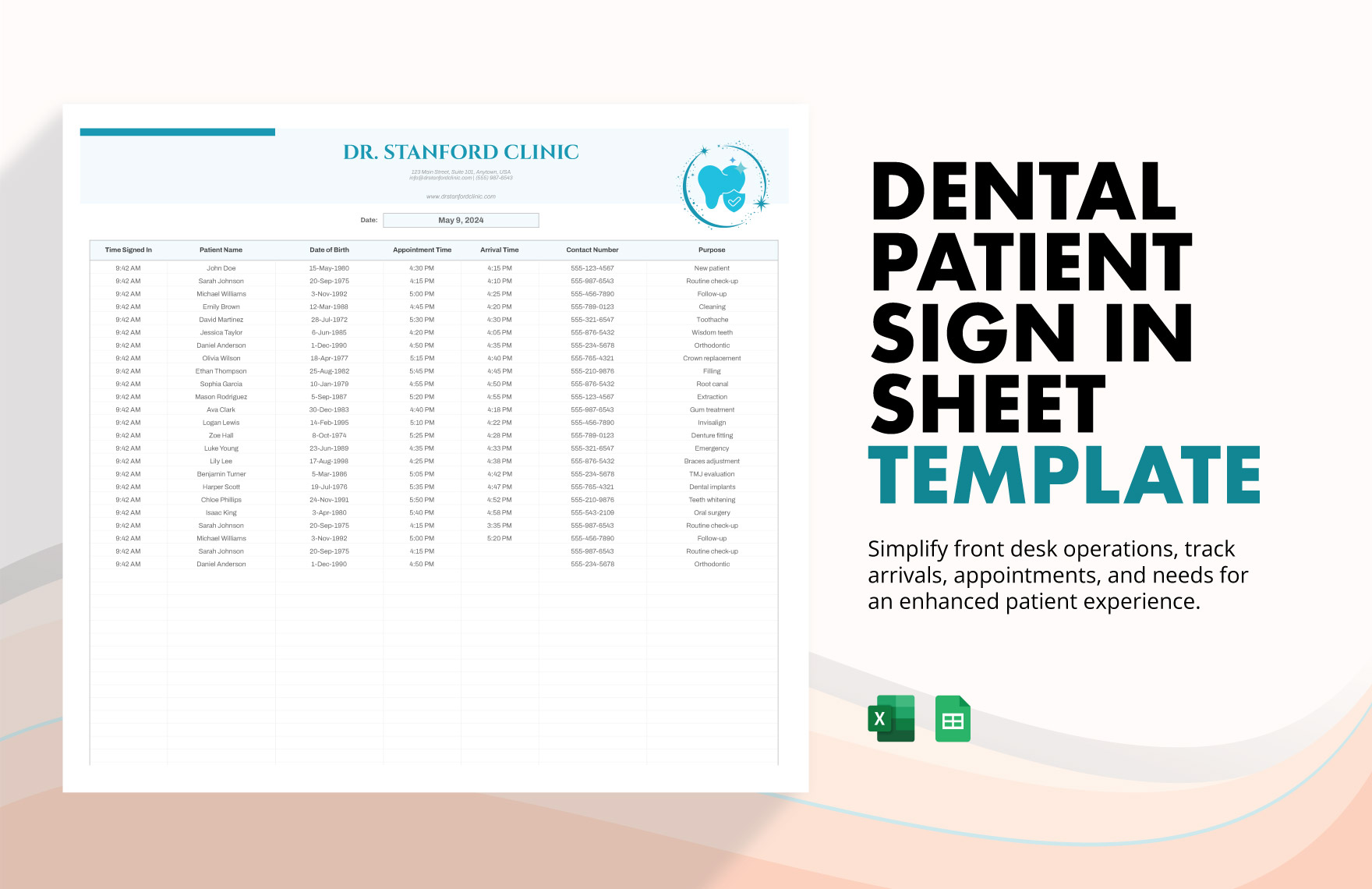 Dental Patient Sign in Sheet Template
