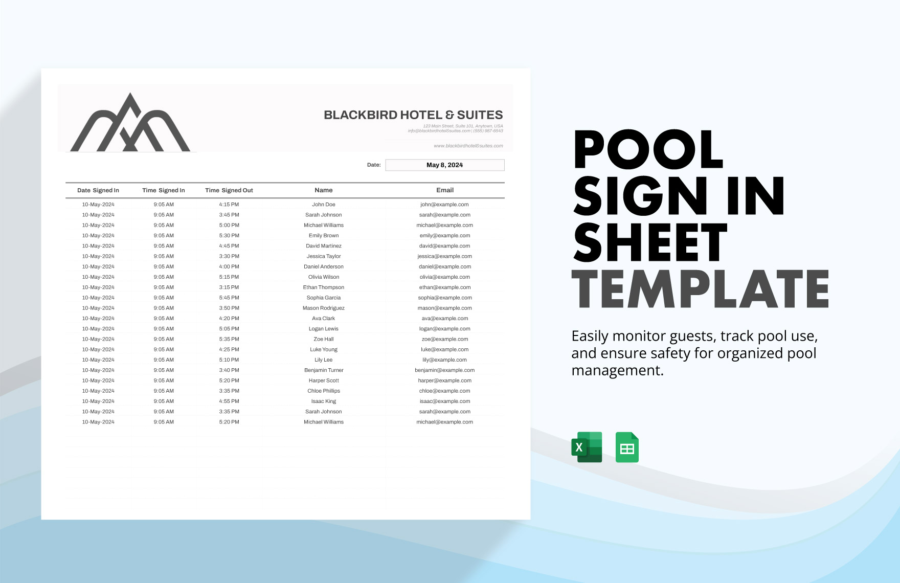 Pool Sign in Sheet Template