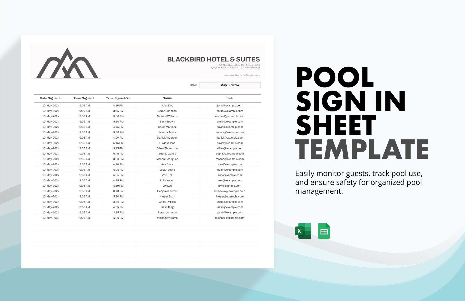 Free Pool Sign in Sheet Template