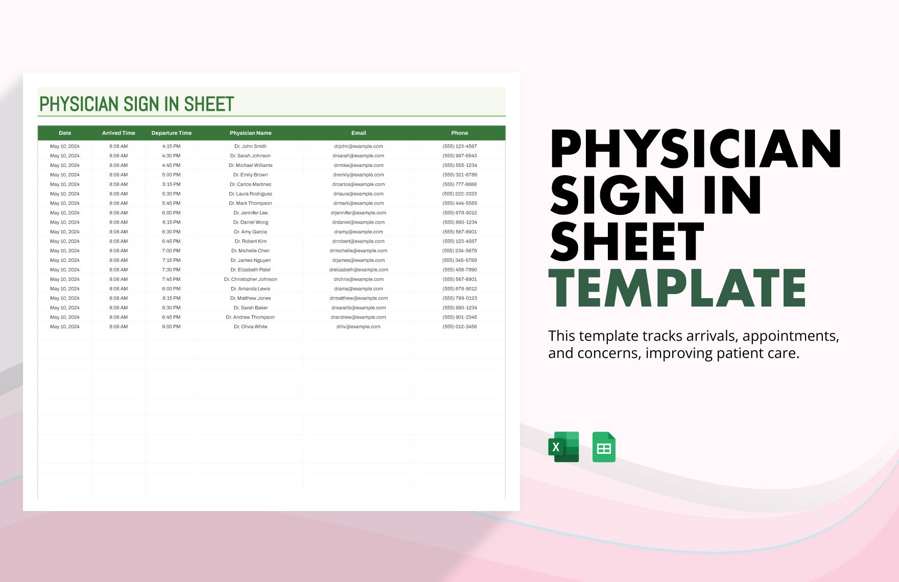 Physician Sign in Sheet Template