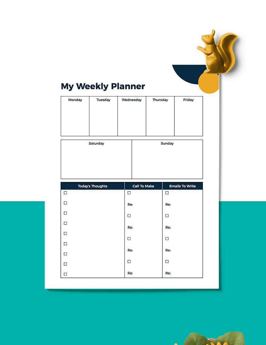 Weekly To Do List Planner Template