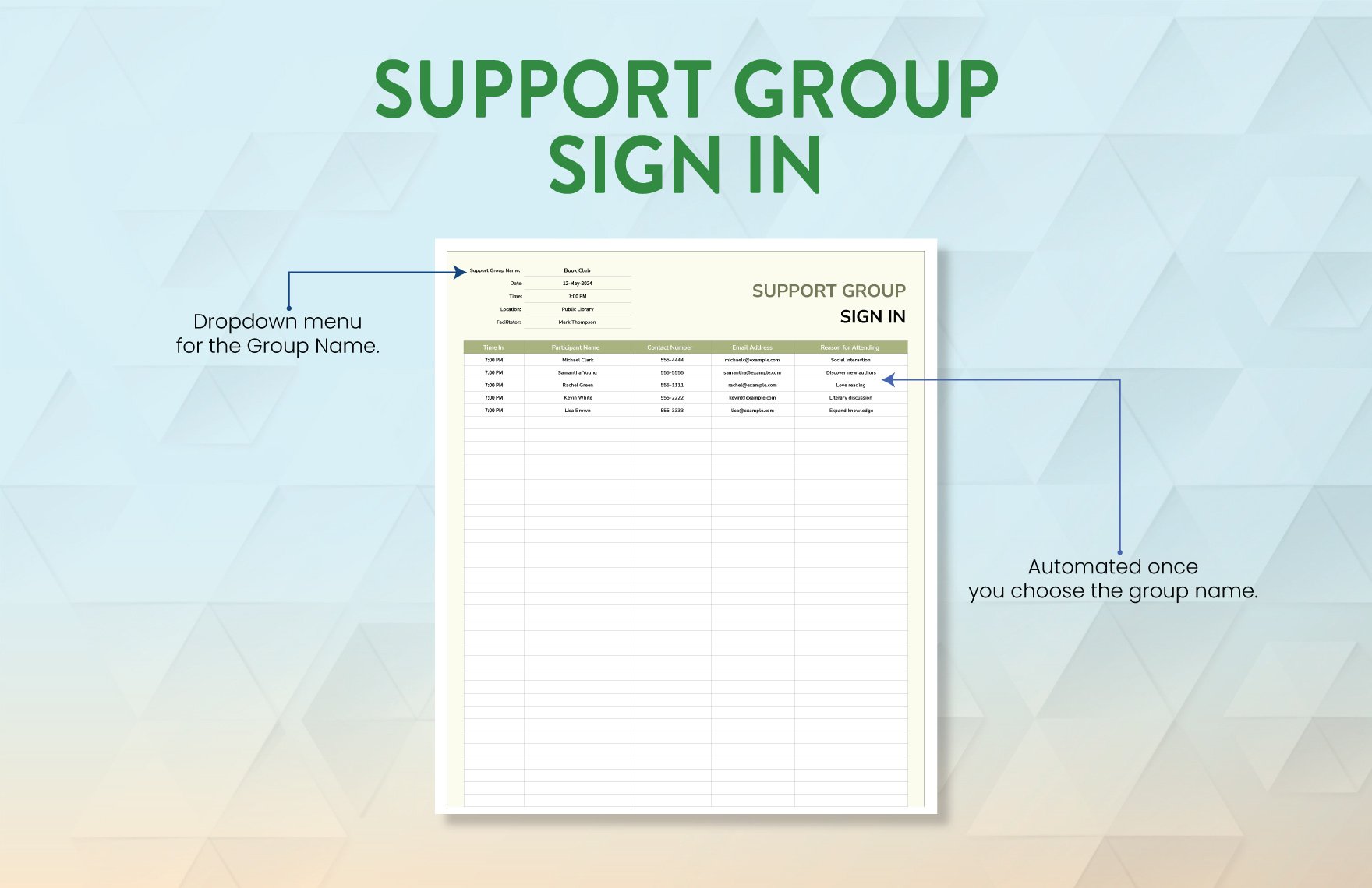 Support Group Sign in Template