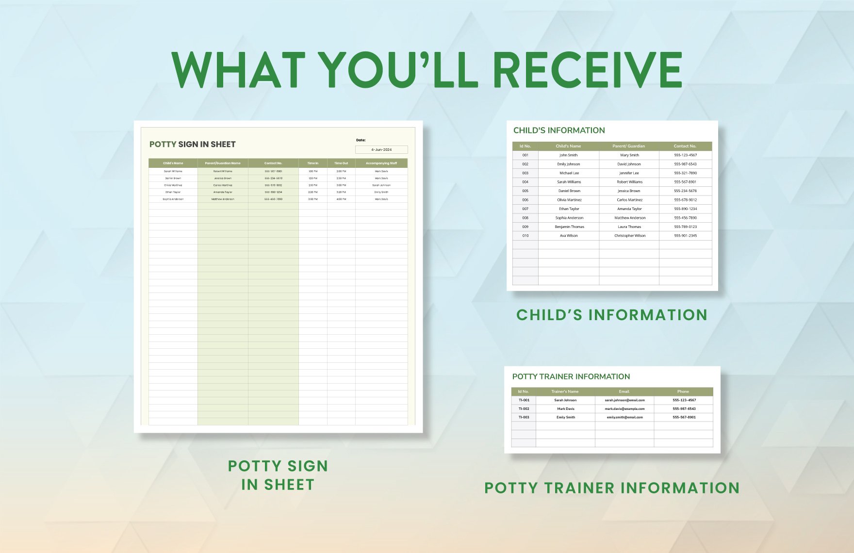 Potty Sign in Sheet Template