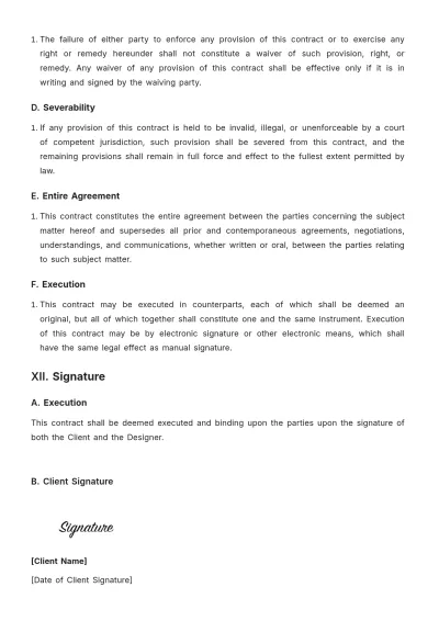 Free Interior Design Residential Contract Template to Edit Online