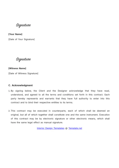 Free Interior Design Residential Contract Template to Edit Online