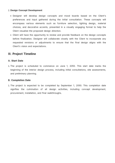 Free Interior Design Residential Contract Template to Edit Online