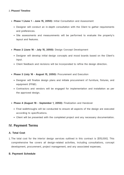 Free Interior Design Residential Contract Template to Edit Online
