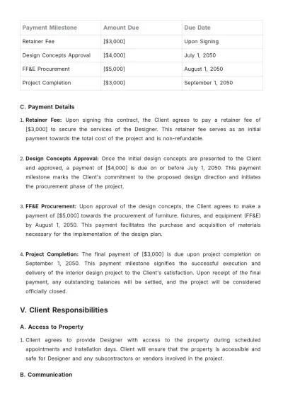 Free Interior Design Residential Contract Template to Edit Online