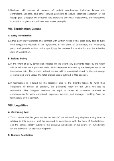 Free Interior Design Residential Contract Template to Edit Online