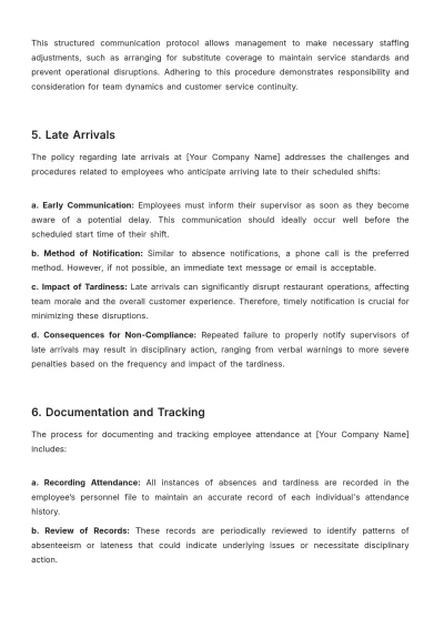 Free Restaurant Attendance Policy Template to Edit Online