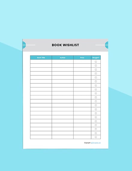 Sample Book planner Format