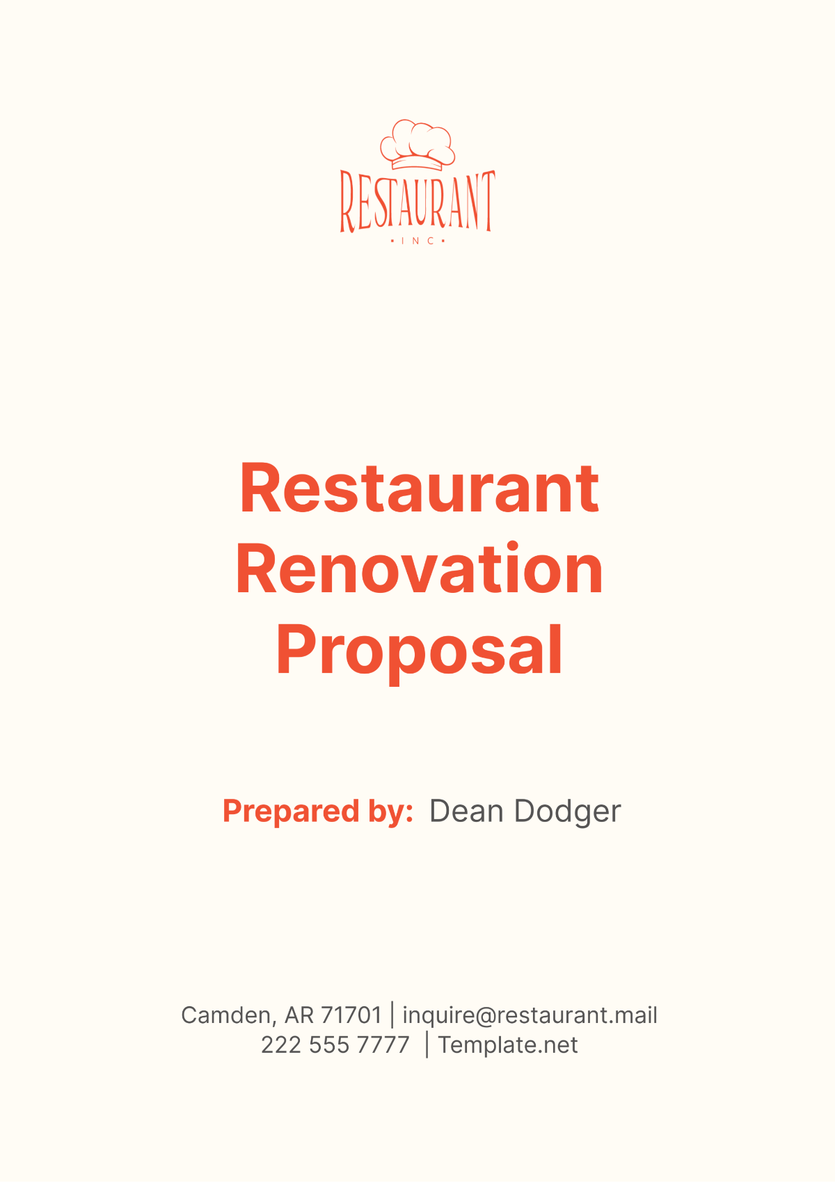 Restaurant Renovation Proposal Template - Edit Online & Download