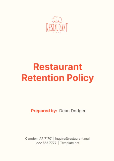 Free Restaurant Retention Policy Template to Edit Online