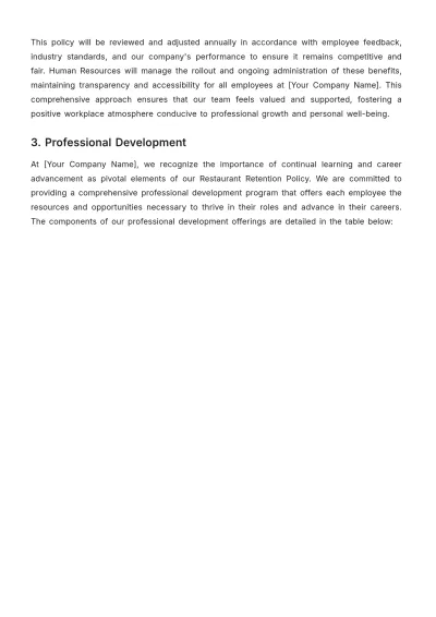 Free Restaurant Retention Policy Template to Edit Online