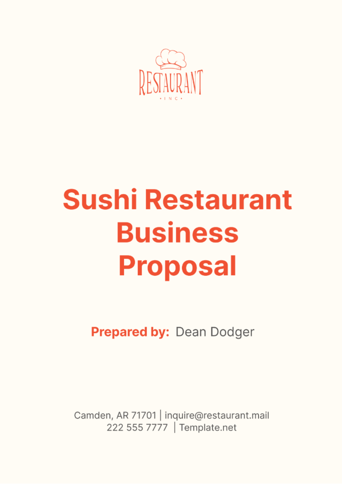 Free Sushi Restaurant Business Proposal Template