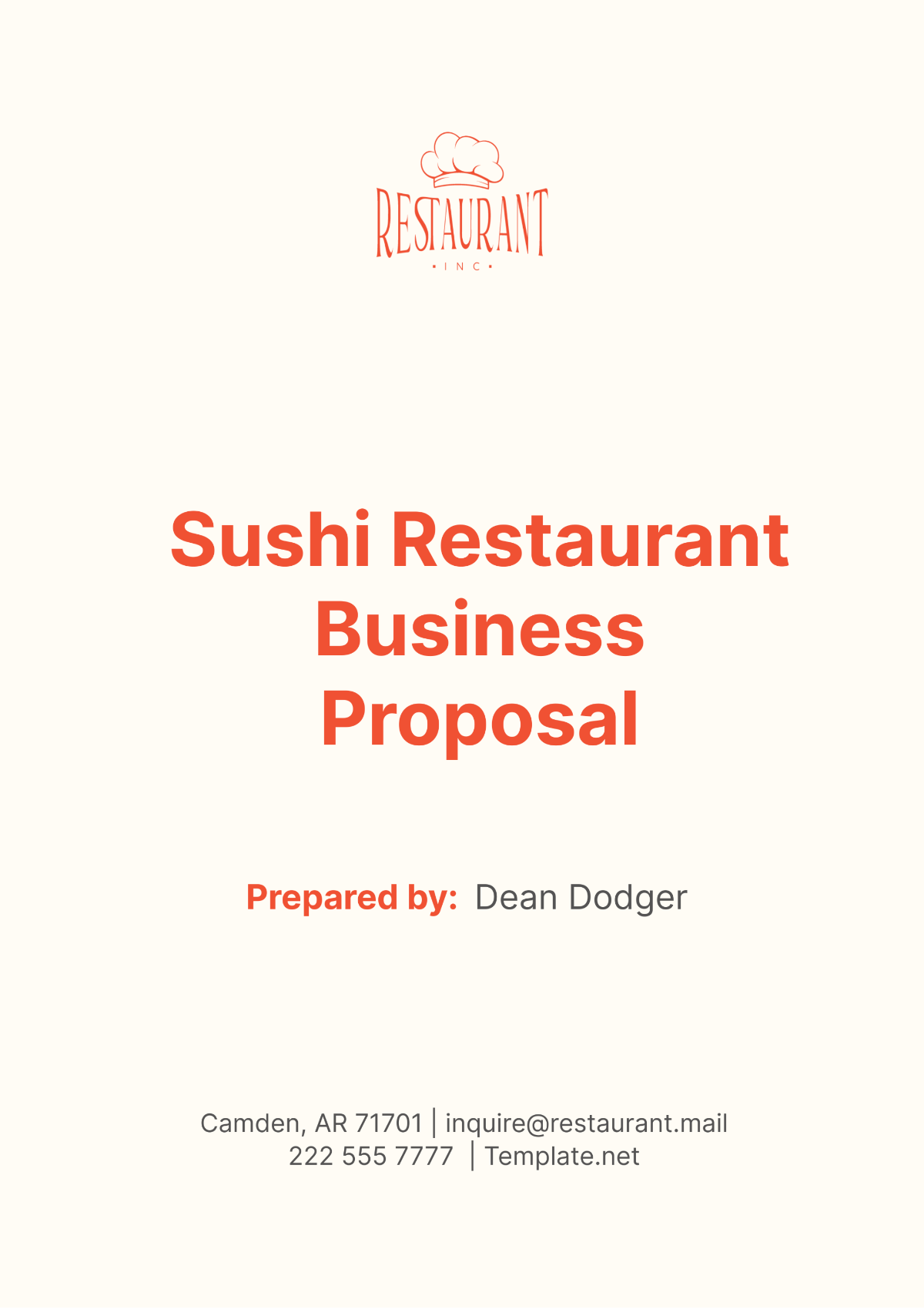 Sushi Restaurant Business Proposal Template - Edit Online & Download