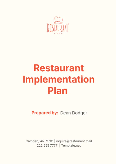 Free Restaurant Implementation Plan Template to Edit Online