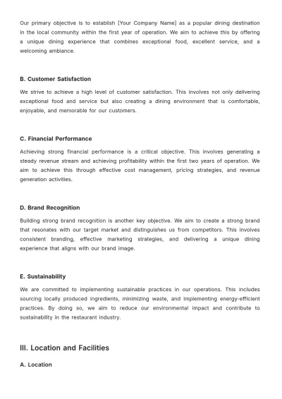 Free Restaurant Implementation Plan Template to Edit Online