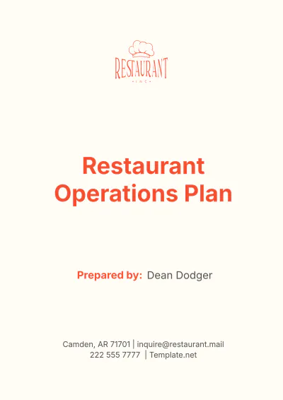 Free Restaurant Operations Plan Template to Edit Online