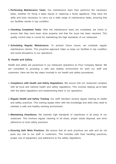 Free Restaurant Operations Plan Template to Edit Online