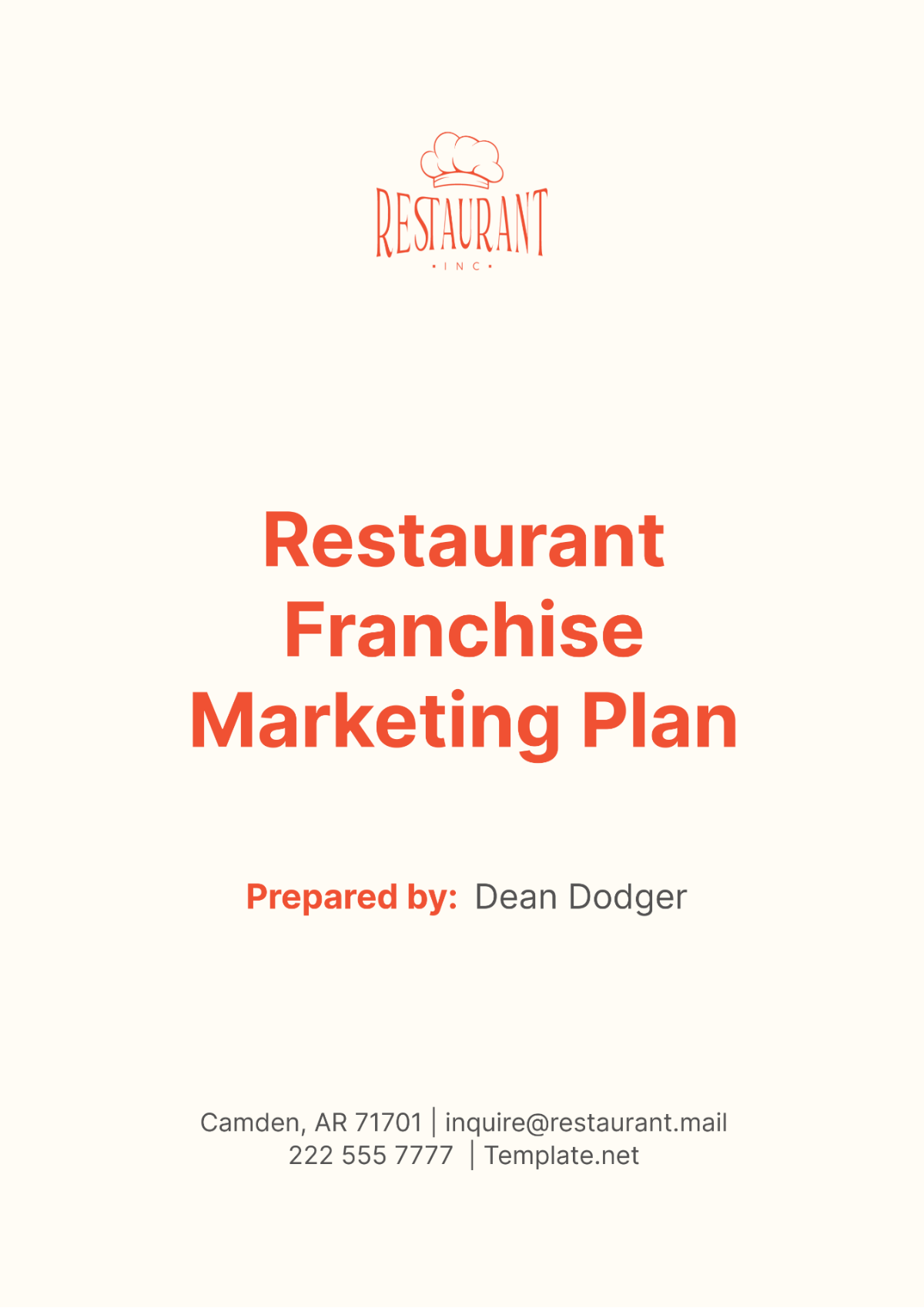 Restaurant Franchise Marketing Plan Template - Edit Online & Download