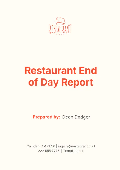 Free Restaurant End of Day Report Template to Edit Online