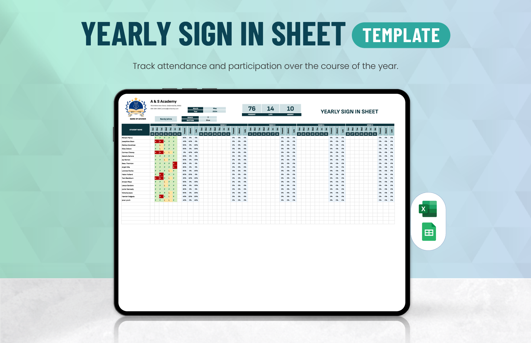 Yearly Sign in Sheet Template