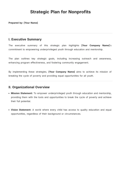 Free Strategic Plan Template For Nonprofits to Edit Online