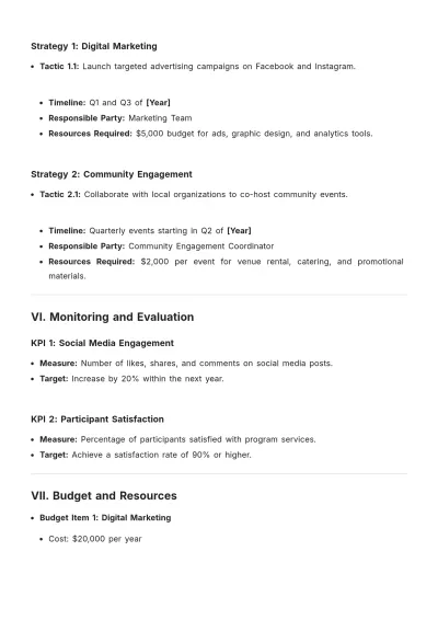 Free Strategic Plan Template For Nonprofits to Edit Online