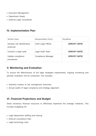 Free Legal Department Strategic Plan Template to Edit Online
