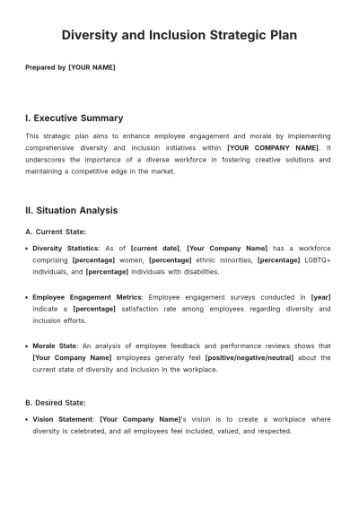 Free Diversity And Inclusion Strategic Plan Template to Edit Online