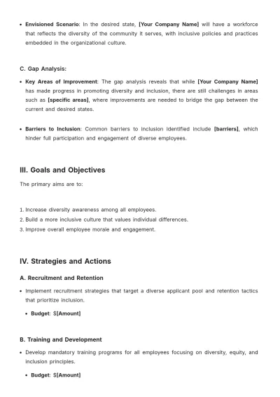 Free Diversity And Inclusion Strategic Plan Template to Edit Online