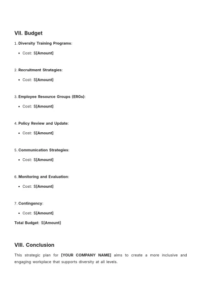 Free Diversity And Inclusion Strategic Plan Template to Edit Online