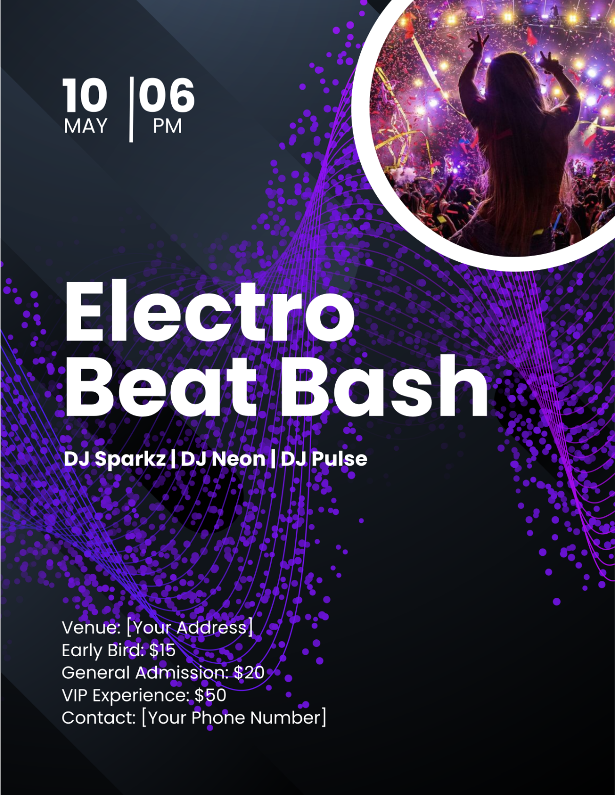 Free Electro Party Flyer Template