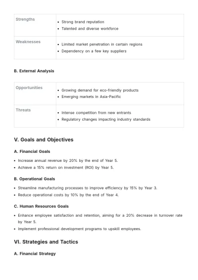 Free 5 Year Strategic Plan Template to Edit Online