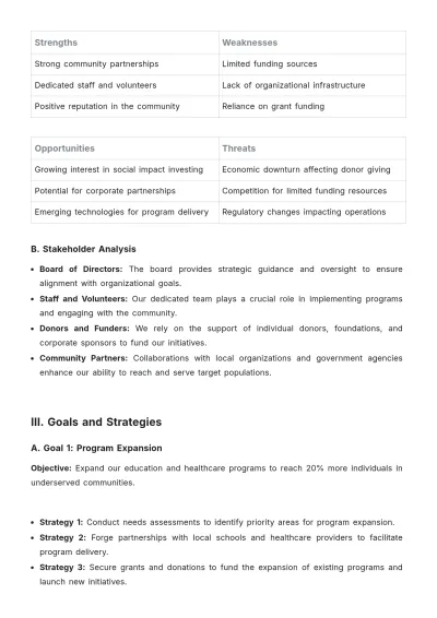Free Non Profit Strategic Plan Template to Edit Online