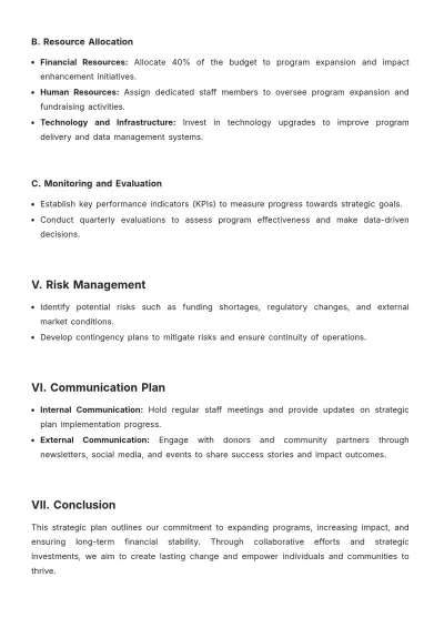 Free Non Profit Strategic Plan Template to Edit Online