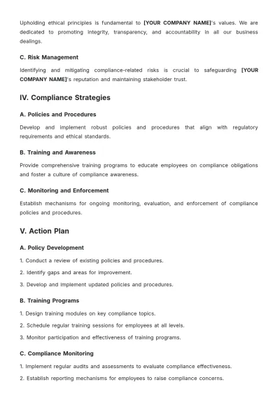 Free Compliance Strategic Plan Template to Edit Online
