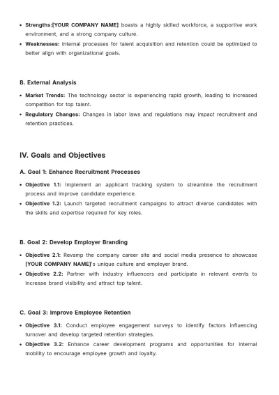 Free Human Resources Strategic Plan Template to Edit Online