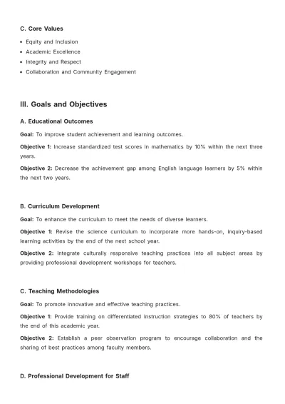 Free School Strategic Plan Template to Edit Online