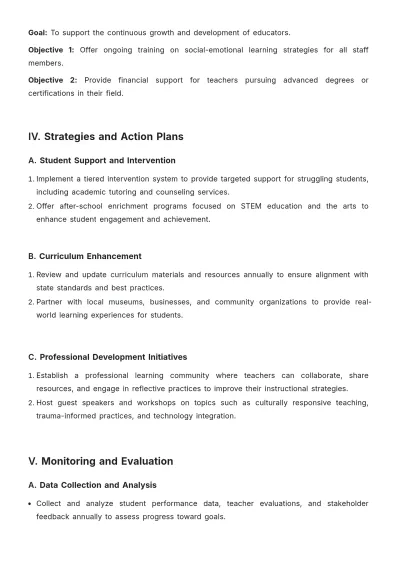 Free School Strategic Plan Template to Edit Online