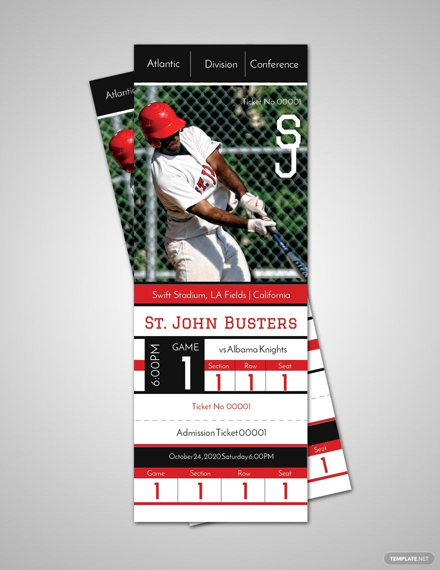 Baseball Admission Ticket Template