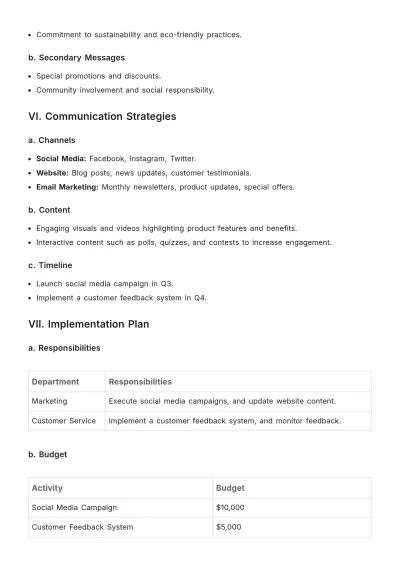 Free Strategic Communication Plan Template to Edit Online