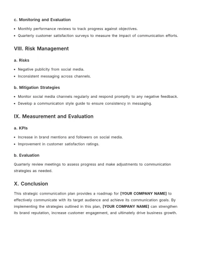 Free Strategic Communication Plan Template to Edit Online