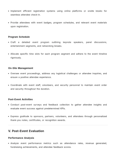 Free Event Work Plan Template to Edit Online