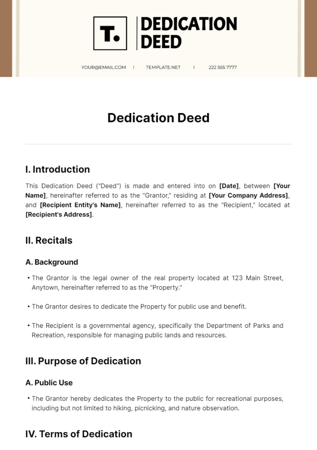  Dedication Deed Template - Edit Online & Download