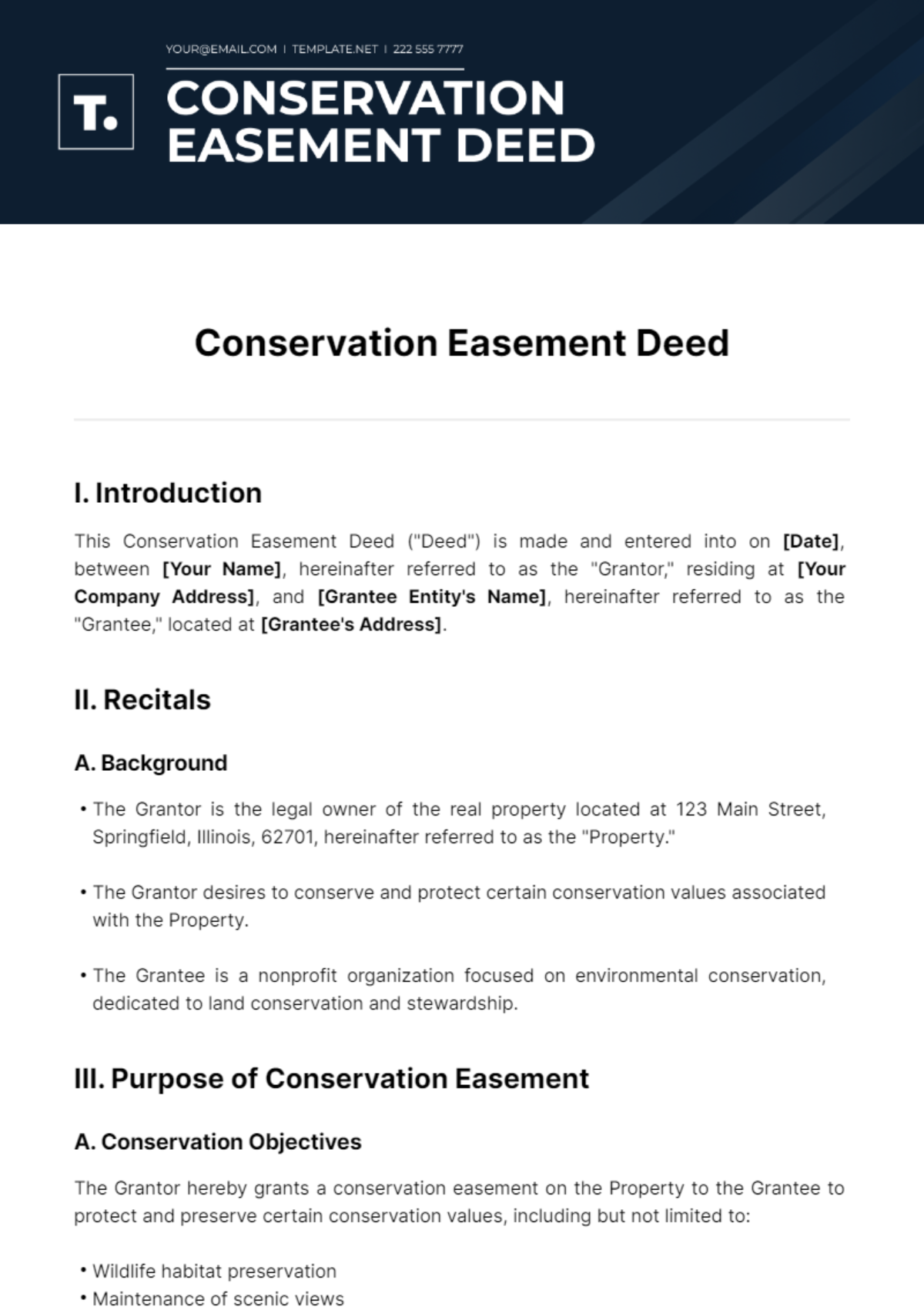 Conservation Easement Deed Template - Edit Online & Download Example ...