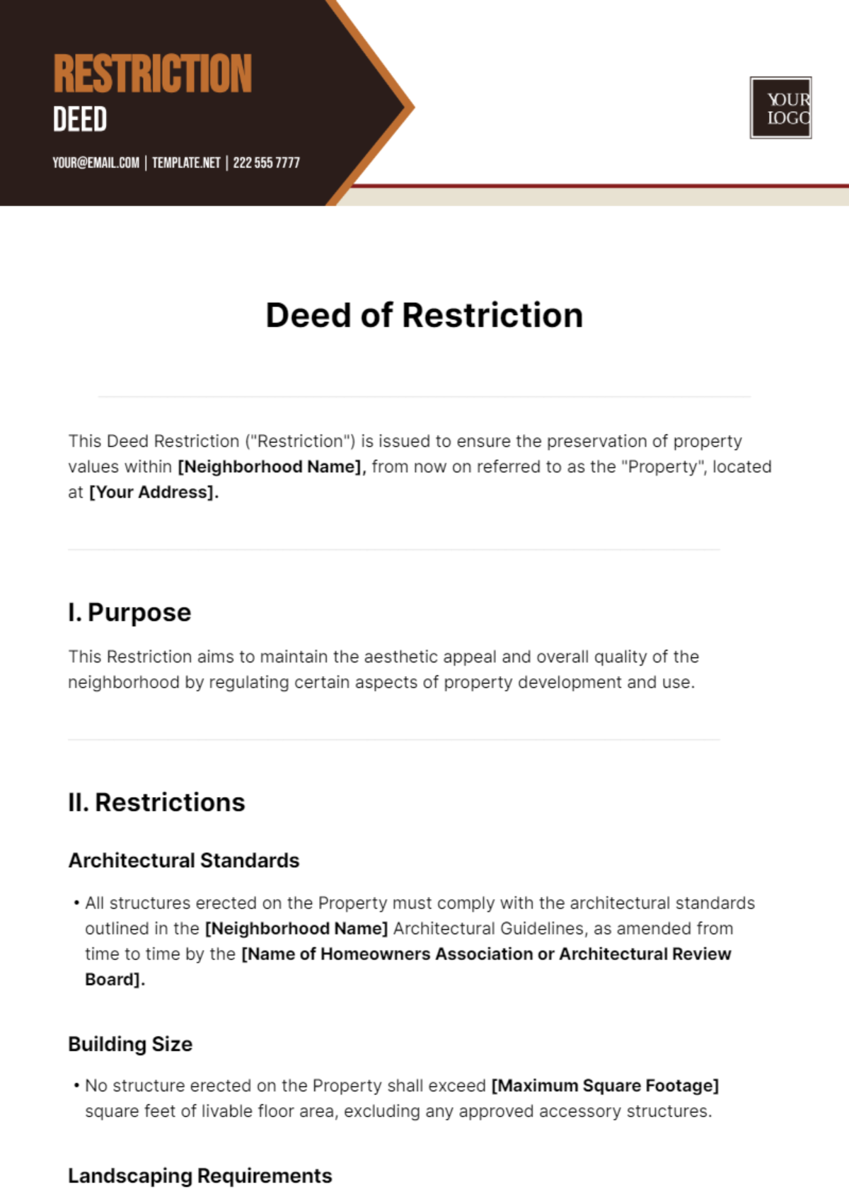 Deed Restriction Template - Edit Online & Download