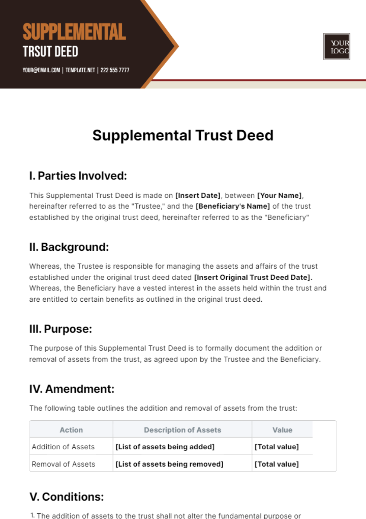 Supplemental Trust Deed Template - Edit Online & Download