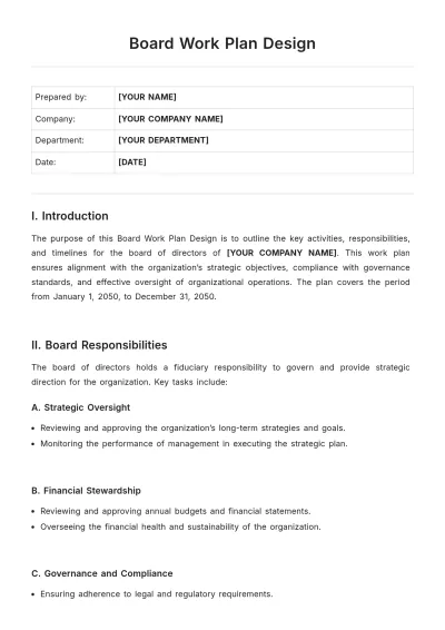 Free Board Work Plan Design Template to Edit Online